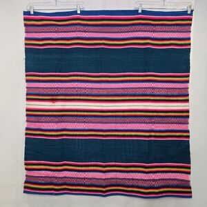 Vintage Serape Blanket Woven Stripes Southwest Andean Latin South American